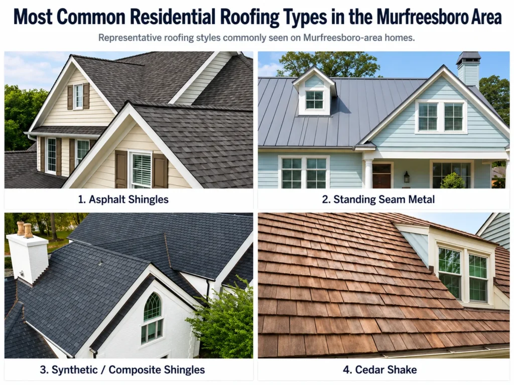common residential roofing types in Murfreesboro TN