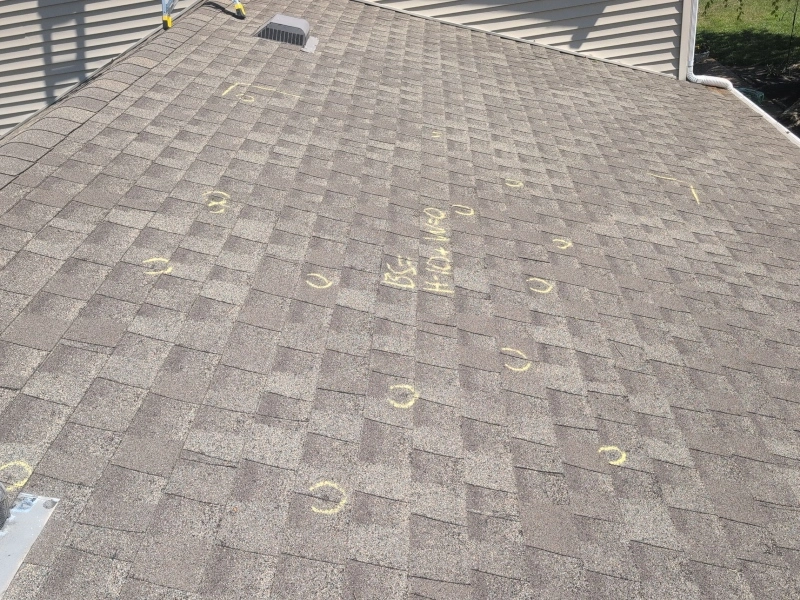 roof inspection showing hail damage in Murfreesboro TN
