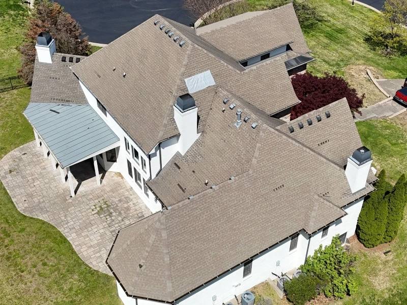 Wind and hail damage on Brentwood roof replacement slope
